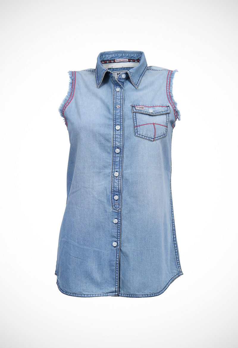 Denim sleeveless blouse
